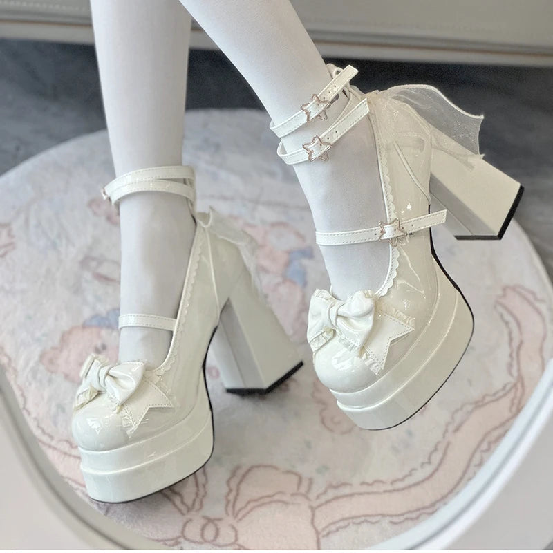 Women's Platform Mary Jane Pumps | Butterfly Strap Heels