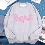 Pink Cartoon Letters Bratz Print Sweatshirts Mens Casual Fleece Clothes Creativity Warm Hoodie Autumn Loose Streetwear Pullover