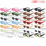 28 PCS Rectangle Sunglasses | UV400 Unisex Set