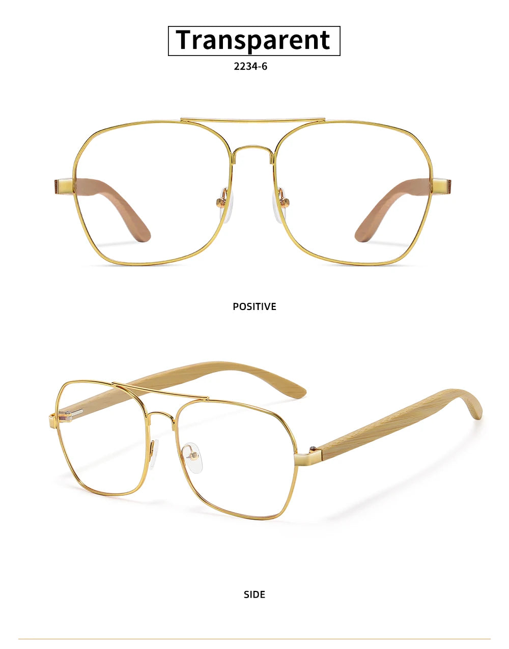 GM Fashion Retro Metallic Square Sunglasses for Women and Men Luxury Designer Brands Popular Driving Bamboo and Wood Sunglasses
