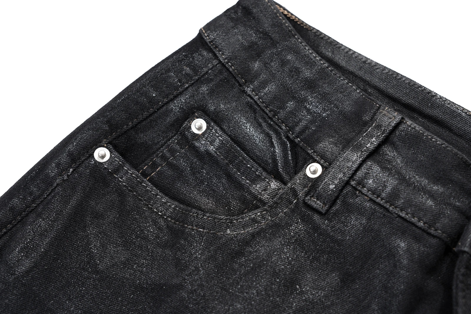 Black Waxed Leather Stretch Flare Jeans
