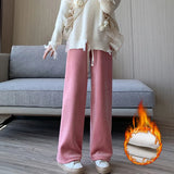 Women's Fleece Wide-Leg Winter Pants