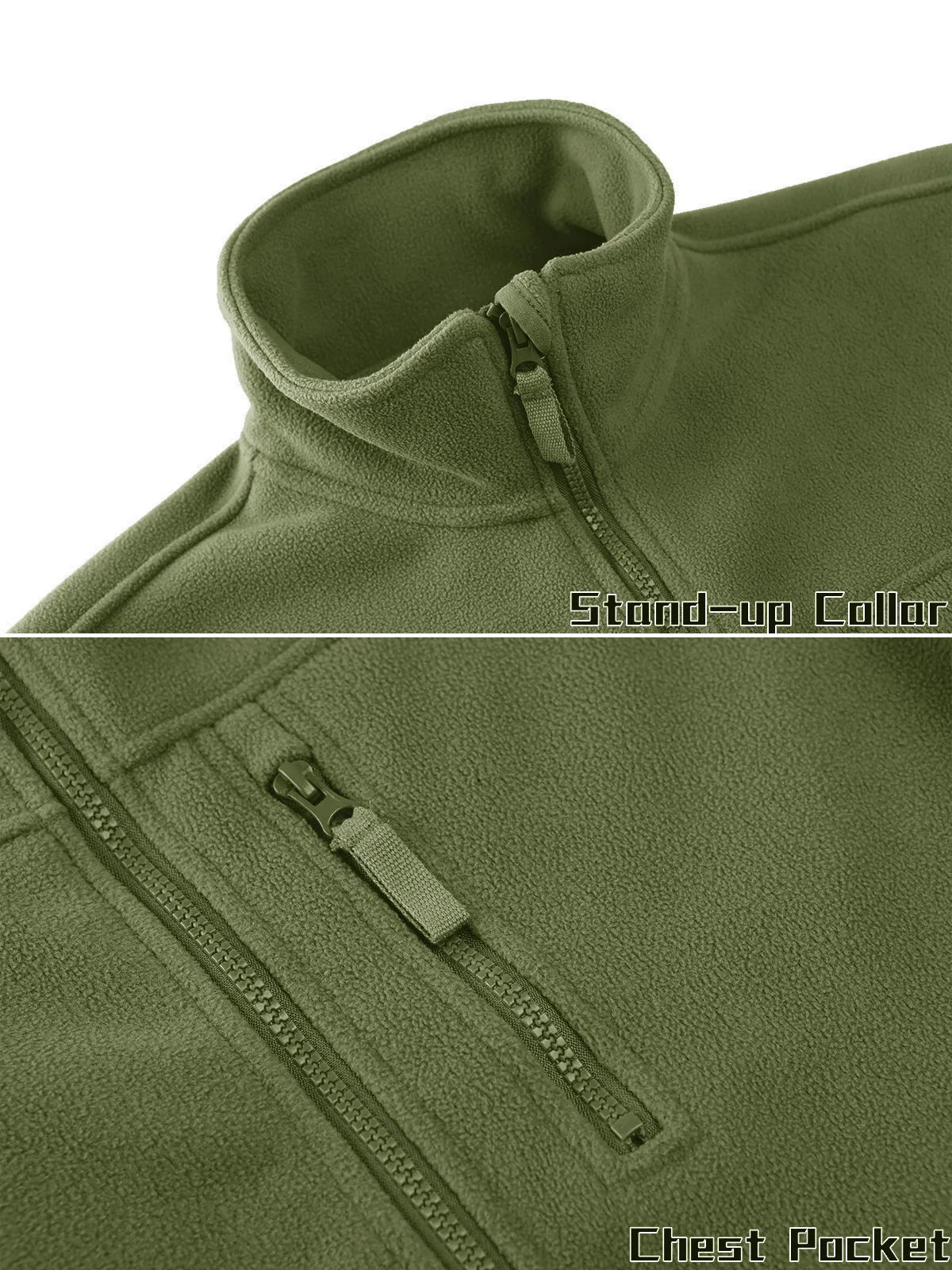 TACVASEN Men's Fleece Jacket Soft Warmth Windproof Full Zip Up Coat Multiple Zipper Pockets Hiking Working Outdoors Windbreaker