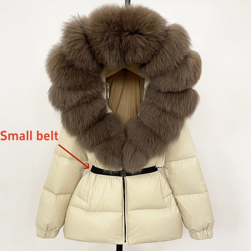 Real Fox Fur Hooded Duck Down Puffer