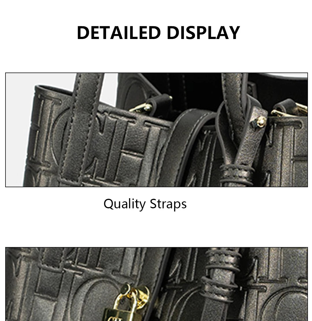 Embossed Letter Print Crossbody & Large Capacity Tote