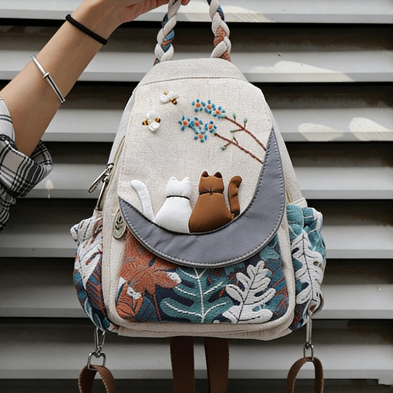 Luxury 3D Pumpkin Pattern Women Travel Backpack High Quality Linen Female Backpack Fashion Prettry Style Girls Daypack Backpack