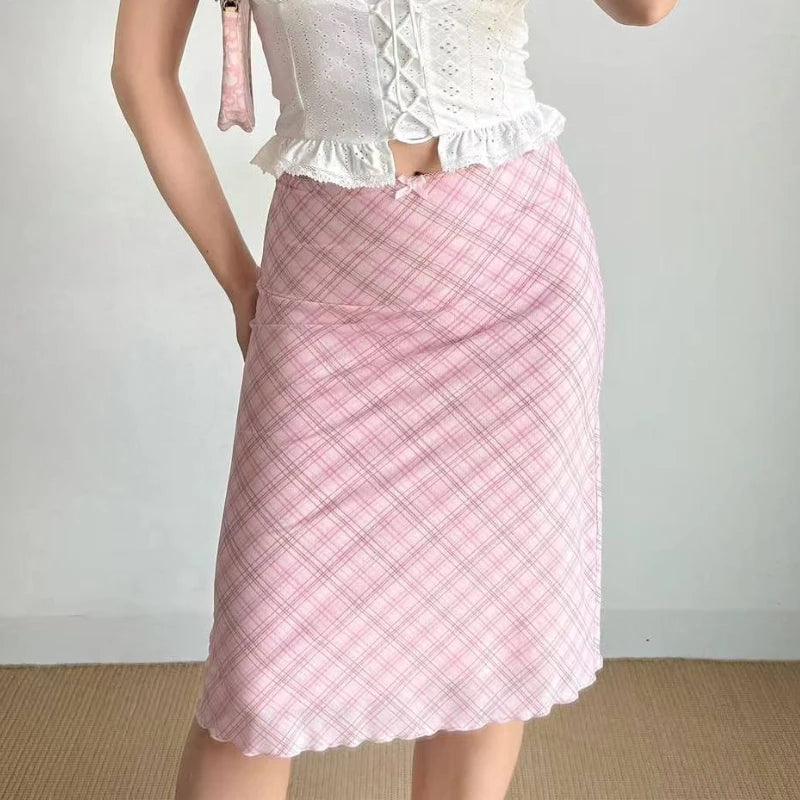 Vintage High-Waist Pleated A-Line Skirt