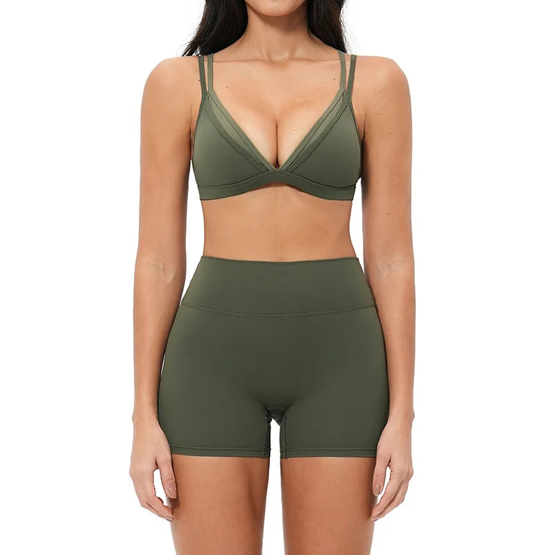 Yoga Sets 2PCS Women's Tracksuit Fitness Outfits Sportswear Workout Set Sports Bra High Waist Leggings Gym Clothing Sports Suits