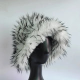 Luxurious leopard print faux fur bucket hat Warm Thickened hat women Cozy Fashionable Winter Gift Fishermen Hats Fluffy Snow cap