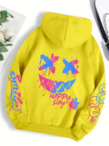 Happy Day Women's Oversized Graffiti Hoodie