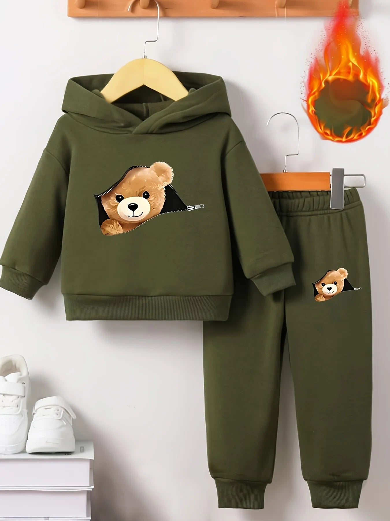 Newborn Bear Print Fleece Set