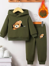 Newborn Bear Print Fleece Set