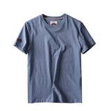 Summer New American Retro Short-sleeved O-neck Solid Color T-shirt Men's Fashion Simple 100% Cotton Washed Casual Sport Tops