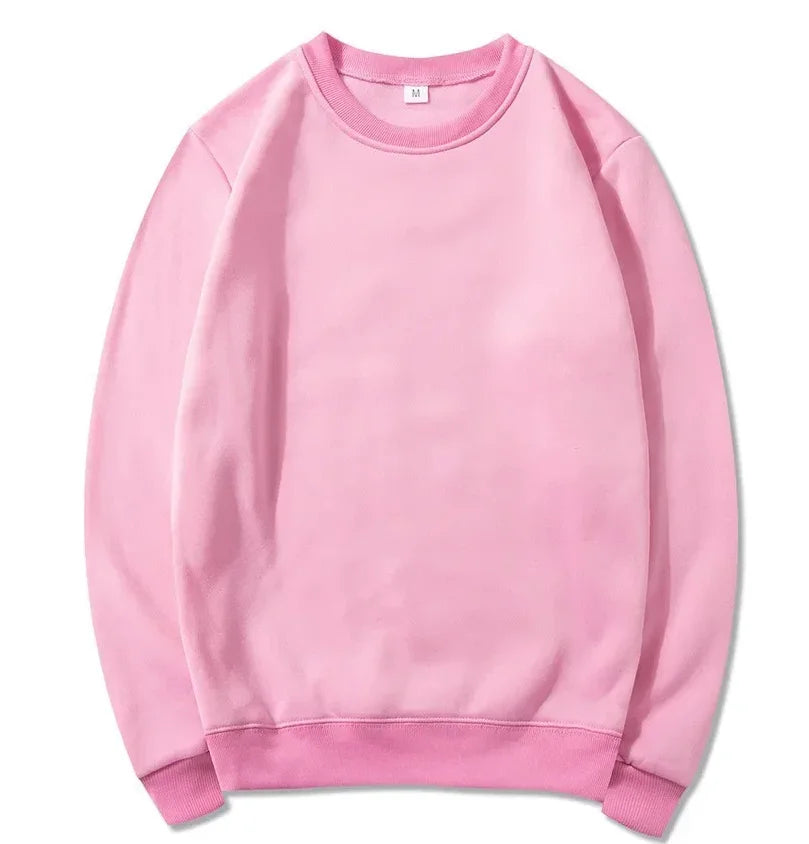 Korean Fashion Men's Round Neck Sweatshirts Autumn Long Sleeves Vacation Pullovers Tops Casual Popular Man Solid Sweat Shirts