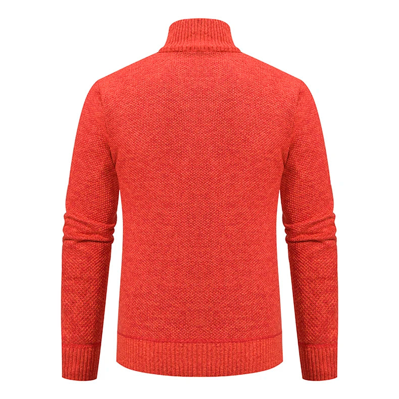 Men’s Fleece-Lined Stand Collar Cardigan