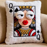 Funny Cartoon Embroidered Pillow Quirky Soft Sofa Throw Pillow Square Game Theme Patchwork Pillow Living Room Decor