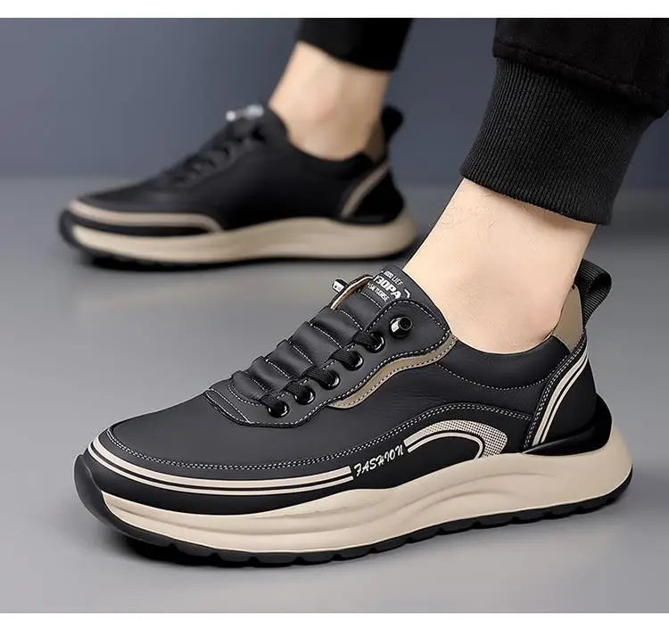2026 Mens Leather Casual Shoes Slip On Comfortable Breathable Lightweight Non Slip Waterproof Loafers