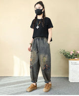 Women's Retro Embroidered High-Waist Jeans