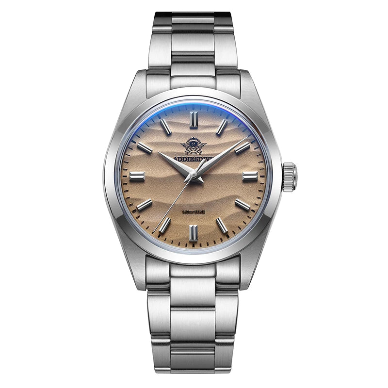 ADDIESDIVE Men's Watch 36mm Quartz Watch Diving 100m Sand Dial 316L Stainless Steel AR Bubber Glass Fashion WristWatch for Men