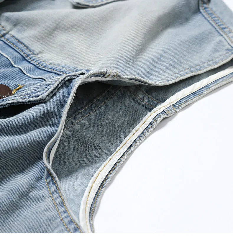 Unisex Retro Hong Kong Style Denim Vest Casual Fashion Sleeveless Waistcoat Trendy Loose Streetwear Outerwear Vest Tops Men