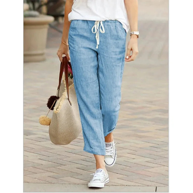 Women's Cotton Drawstring Ankle Pants