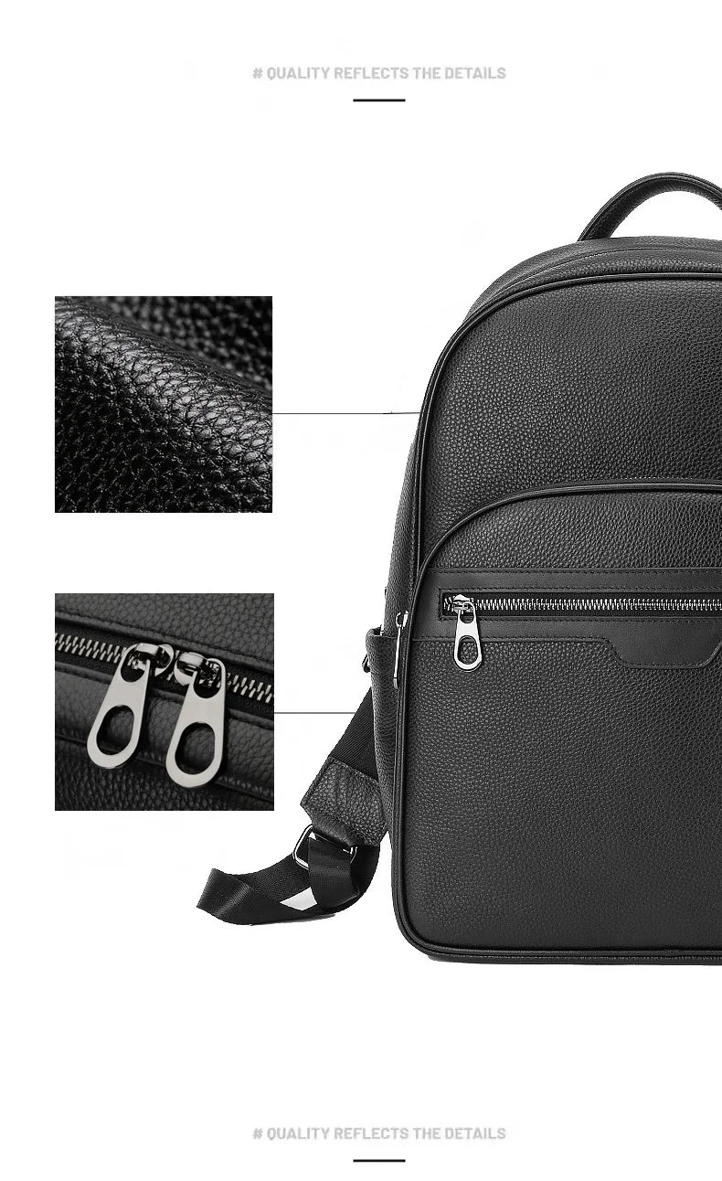 New Brand Genuine Leather Men Backpacks Fashion Real Natural Leather Student Backpack Boy Luxury Computer Laptop Bags