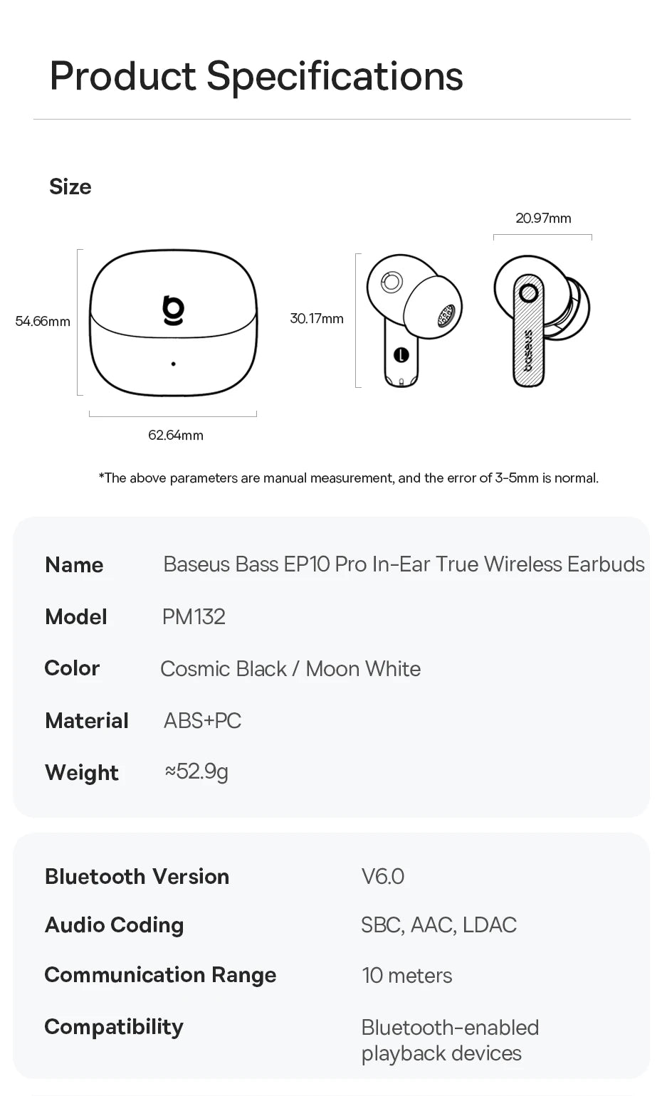 Baseus Bass EP10 Pro ANC Earbuds – Hi-Res LDAC Wireless
