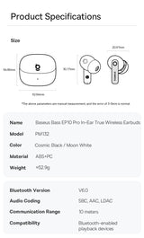 Baseus Bass EP10 Pro ANC Earbuds – Hi-Res LDAC Wireless