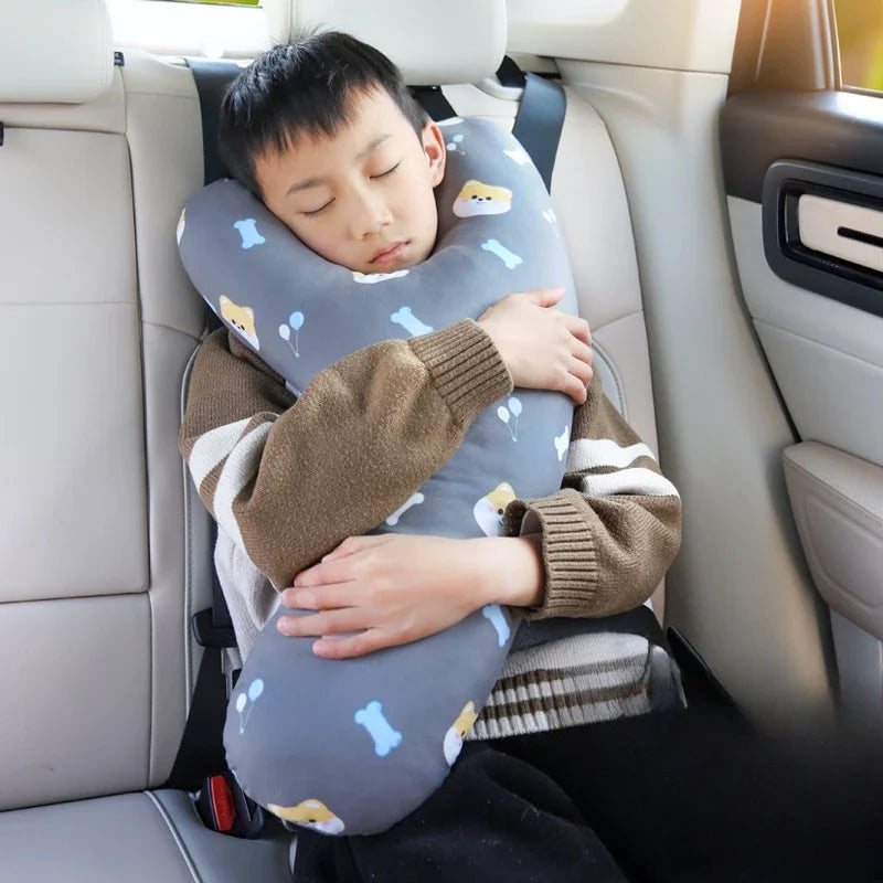 Cartoon Car Headrest & Y-Shaped Seat Belt Pillow