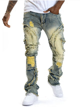 Men's Retro Flared Jeans – Ripped Tassel Stretch Denim