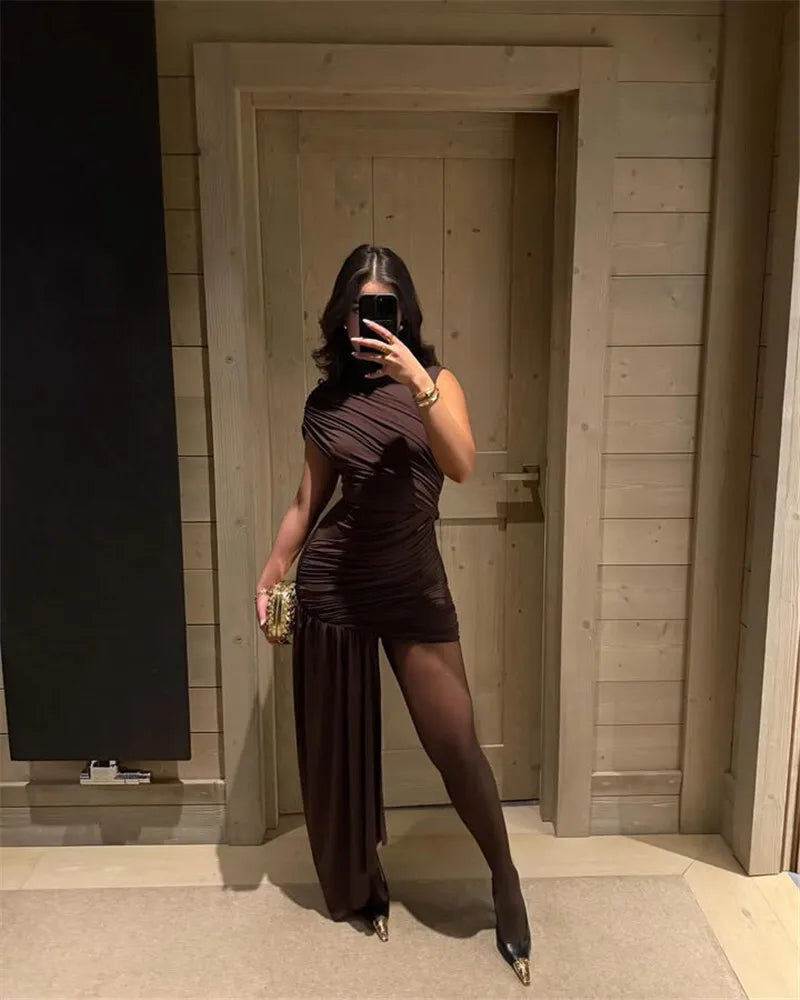 Elegant Ruched Sleeveless Mini Dress