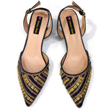 Rhinestone Pointed-Toe Slingback Heels & Bag Set