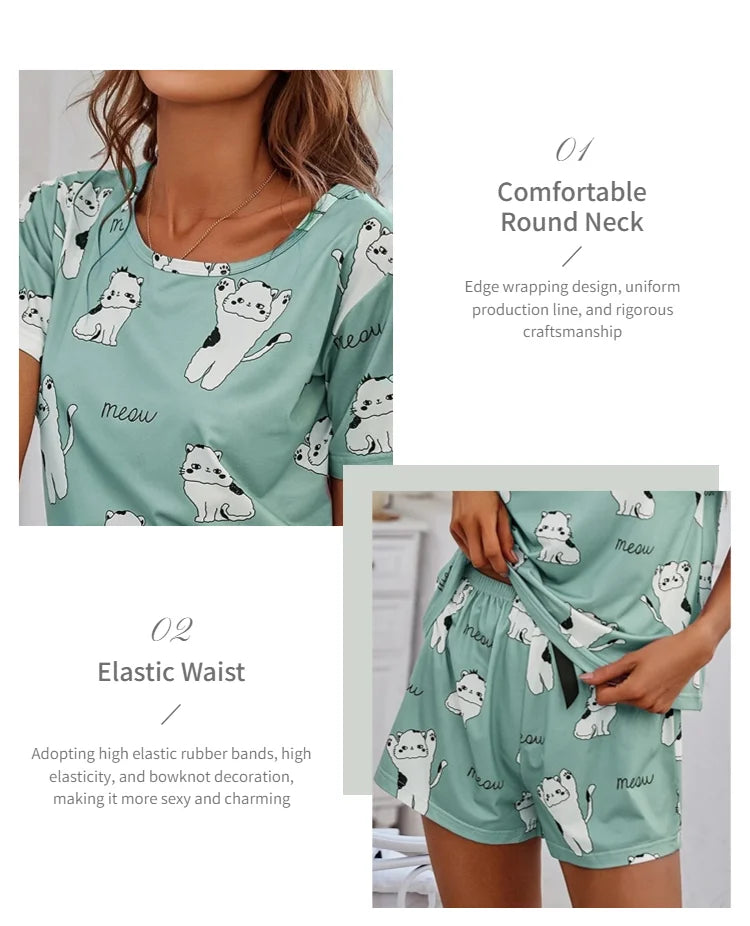Cartoon Print Women’s Pajama Set