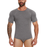 Mens Short Sleeve Full Body Shaper Bodysuit Tummy Control Romper Pajamas Waist Trainer Slimming Shapewear Underwear Undershirts