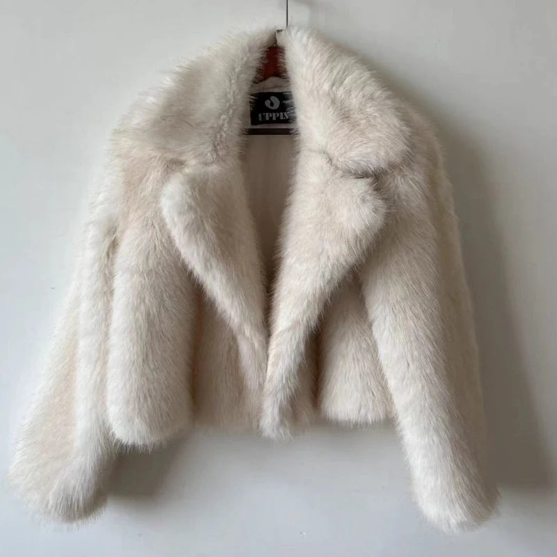 Women's Faux Fur Winter Jacket with Pockets