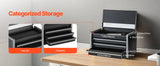 SucceBuy 8.6in 3 Drawers Metal Tool Box Portable Tools Chest with Feet Pads & Ball Bearing Powder Coated Tool Storage for Garage