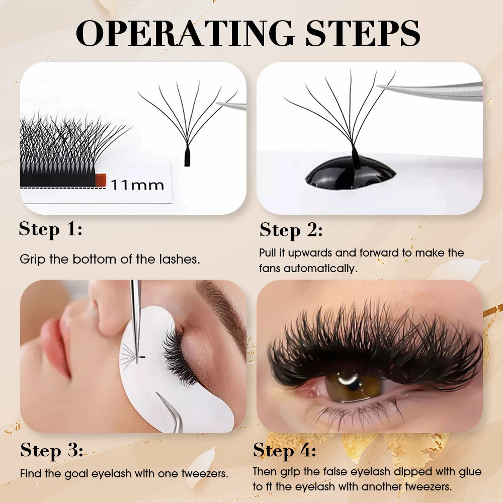 MASSCAKU 10cases/lot Lashes 8D W Shape Volume 12Rows Eyelash Extensions Volume Premade Fans Eyelash Super Soft Full Dense Lashes
