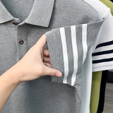 Men's Striped Polo Shirt – Embroidered Elegance