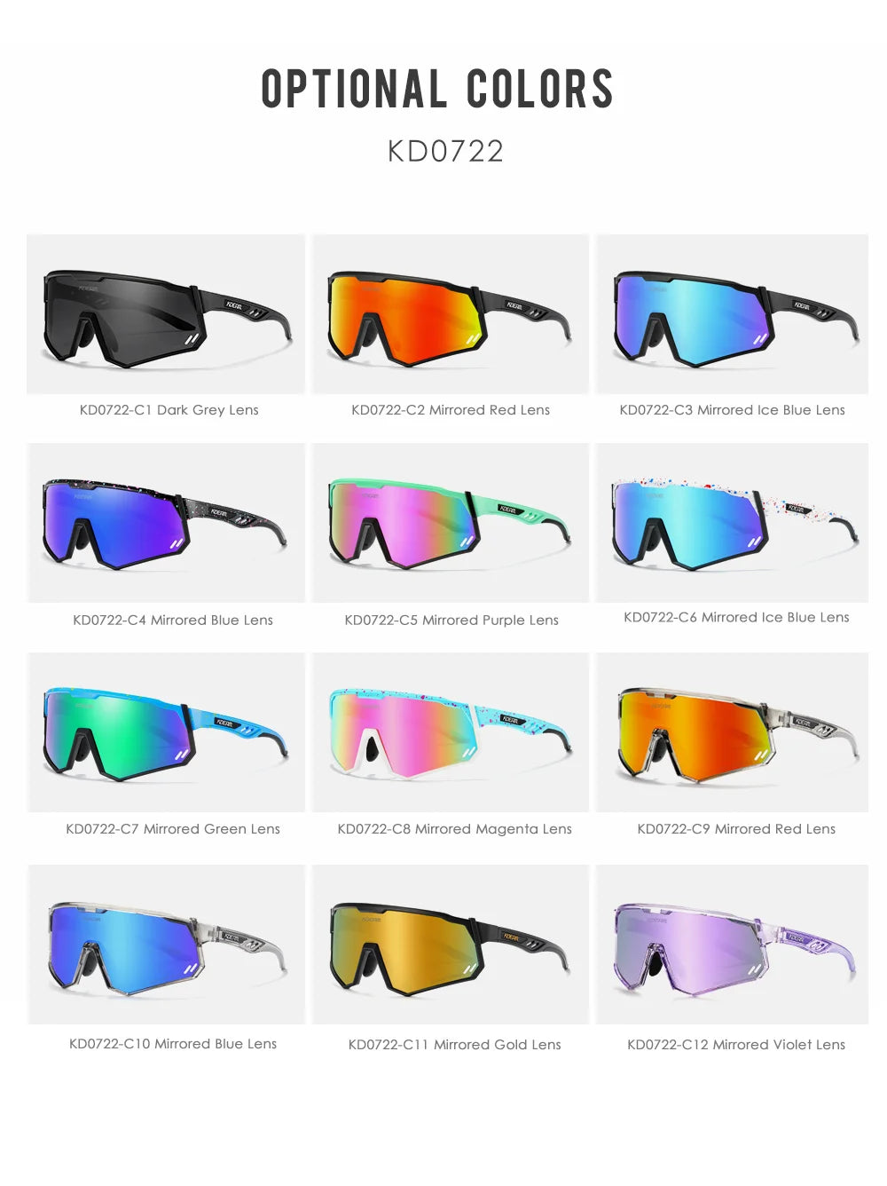 KDEAM High-End Sports Sunglasses Polarized Men's Cycling Glasses Dismountable TR90 Frame And Nose Pads Easy To Exchange