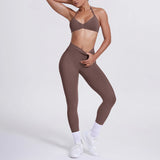 Women 2pcs Patchwork Sport Yoga Suit Training Sleeveless Sport Gym Tops Tummy Control Slimming Booty Leggings Yoga Suit Sports