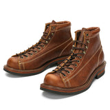 KOWM Hiking shoes men's walking boots British thick soled cowhide high top motorcycle boots ankle sneakers  casual trekking shoe