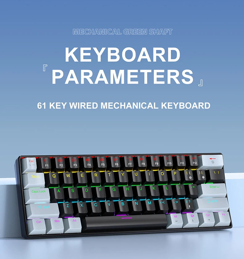 APAYADO K61 Mini Mechanical Keyboard – RGB 61-Key