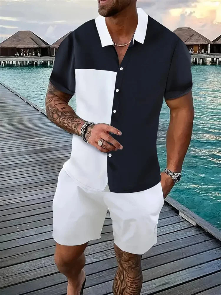 3D Geometric Color-Block Men’s Shirt