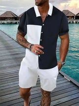 3D Geometric Color-Block Men’s Shirt