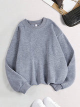 Winter Womens Solid Sweatshirts Casual Comfortable Warm Hoodies Loose Crewneck Fleece Pullover Tops Autumn Womans Streetwear