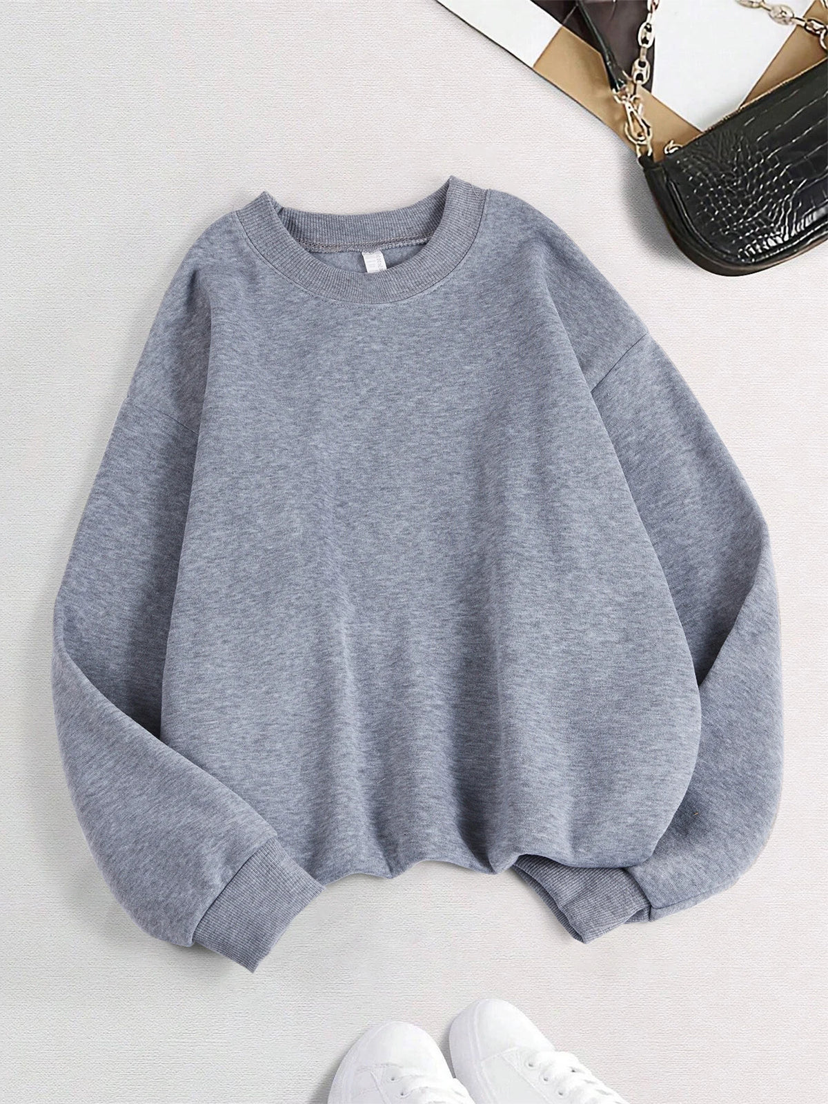 Winter Womens Solid Sweatshirts Casual Comfortable Warm Hoodies Loose Crewneck Fleece Pullover Tops Autumn Womans Streetwear