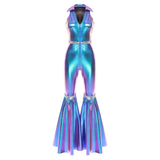 Women's 70s Disco Sequin Jumpsuit – Retro Bell-Bottom