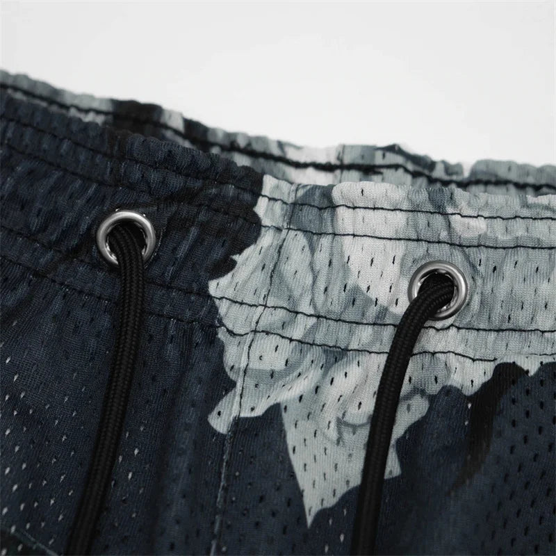 Rose Embroidered Hip Hop Shorts