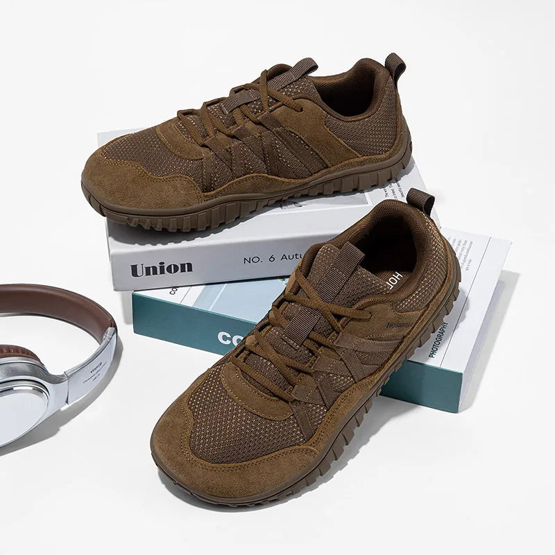 HOBIBEAR Wide Toe Walking Shoes Men Women Non Slip Outdoor Sneakers Lace Up Mesh Breathable Running Shoes