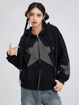 Women's Y2K Star Print Zip-Up Hoodie